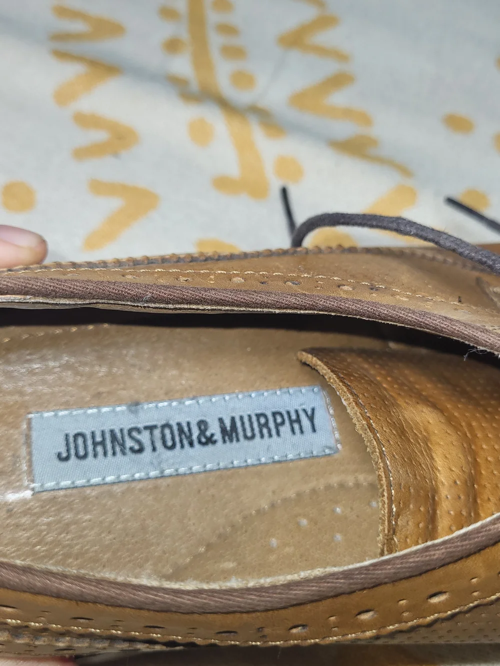 Johnston & Murphy Leather Tan Perforated Wingtip Oxfords
